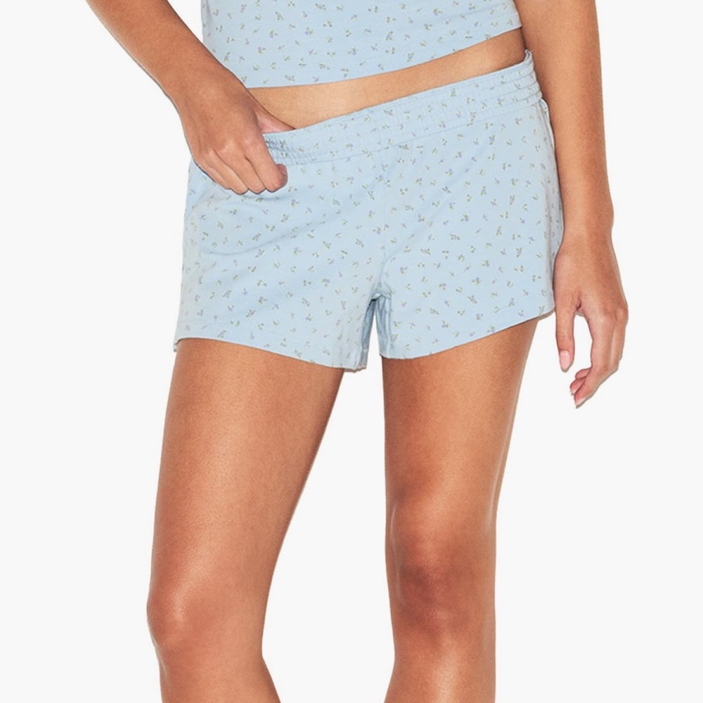 Skims Shorts Cotton Baby Blue Floral Light Blue Printed Shorts NWT